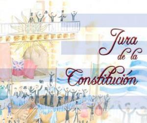 yapboz Uruguay Anayasanın küfür. Her 18 Temmuz, 1830 yılının ilk milli anayasa yemin kutlanan